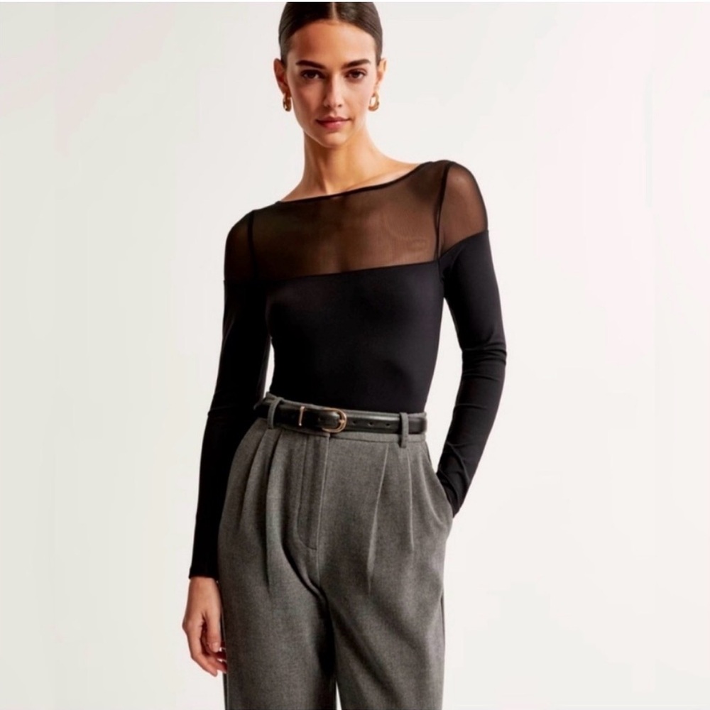 Abercrombie Long-Sleeve Sheer Black Top